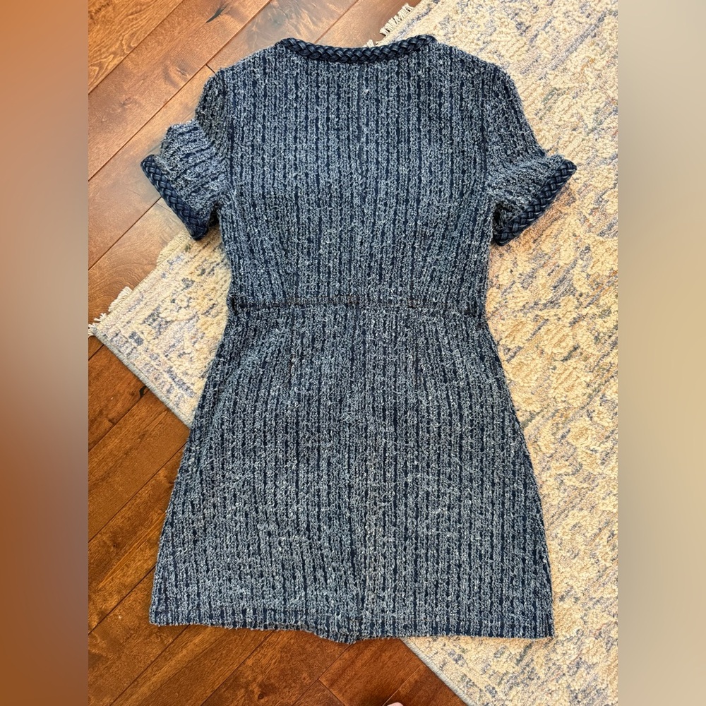 Self-Portrait Blue Tweed Denim Dress Size 4 – Chic Structured Mini - Picture 3 of 3